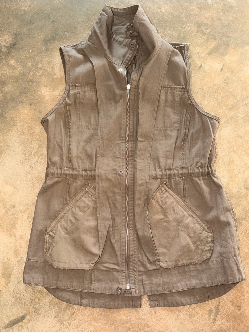 Sebby 100% Cotton Utility Cargo Vest Dark Olive Green Size M - Picture 10 of 11